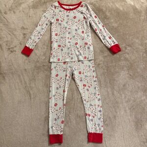 Caden Lane Kids Christmas Bamboo Pajama Set White Red Trees 4T